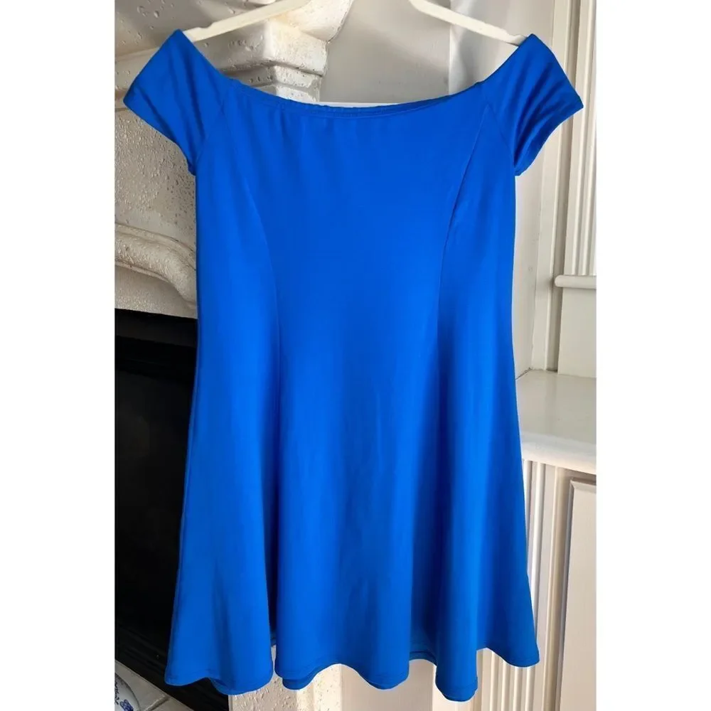 Susana Monaco Women’s Off the Shoulder Blue Flowing Minidress Size Small